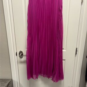 Women's Pleated Midi Skirt in Fuchsia